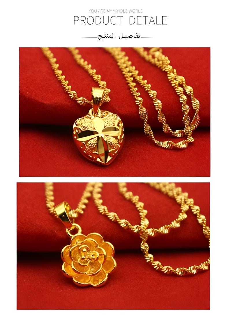 REOCLE Women's 14K Gold Plated Necklace Adjustable Pendant Necklace with Exquisite Pendant Shape & Rope Chain Jewelry for Ladies Wedding Gifts  - Image 5