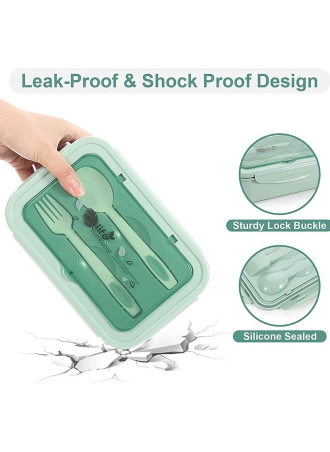 Arabest - Bento Box Lunch Boxes Container Bundle Divider Japanese Style with Spoon and Fork, Translucent Box, Microwave Safe - Image 1