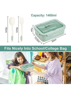 Arabest Bento Box Lunch Boxes Container Bundle Divider Japanese Style with Spoon and Fork, Translucent Box, Microwave Safe  - Image 5
