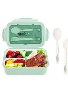 Arabest Bento Box Lunch Boxes Container Bundle Divider Japanese Style with Spoon and Fork, Translucent Box, Microwave Safe  - Image 1