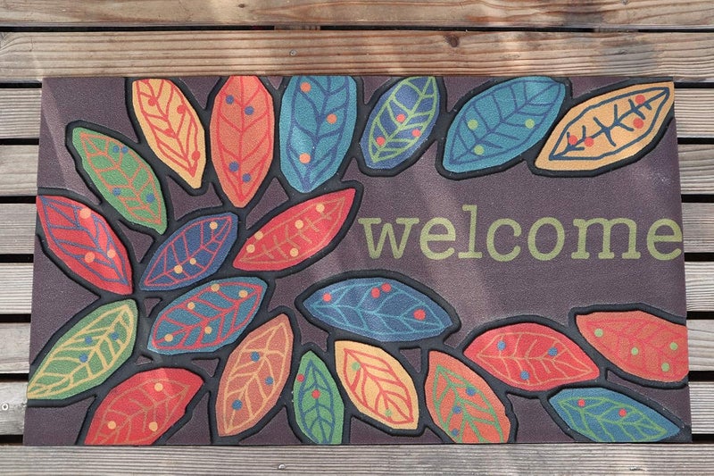 CHICHIC Door Mat Welcome Mat 17x 30 Inch Front Door Mat Outdoor for Home Entrance Outdoor Mat for Outside Entry Way Doormat Entry Rugs, Heavy Duty Non Slip Rubber Back Low Profile, Leaves - Image 4