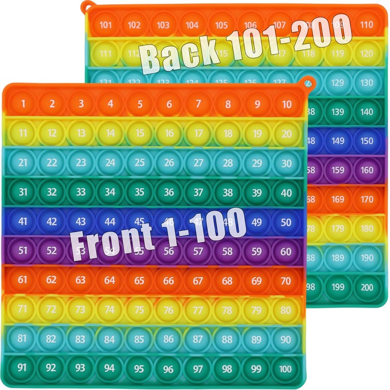 PETBSNVB Double Side 1 100 200 Popper Chart Pop 200 Poper with Numbers Square Popper for Elementary Fidget Sensory Toy Montessori Educational Gift for Kindergarten Classroom Kids 3 4 5 Year Old - Image 3