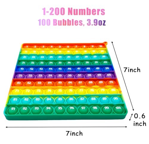 PETBSNVB Double Side 1 100 200 Popper Chart Pop 200 Poper with Numbers Square Popper for Elementary Fidget Sensory Toy Montessori Educational Gift for Kindergarten Classroom Kids 3 4 5 Year Old - Image 5