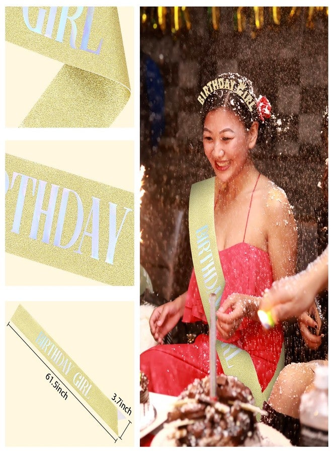 CIEHER Birthday Girl Headband and Sash Set for Women Girls Birthday Decorations(Gold) - Image 4