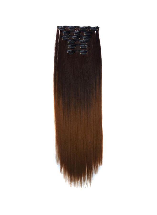 مجموعة وصلات شعر مسترسلة مكونة من 6 قطع أسود/بني 22بوصة