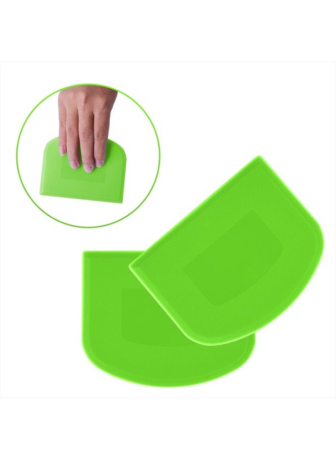 SAVITA 5pcs 4.6x3.6" Dough Bowl Spatula, Dough Cutter Multi-Function Dough Scraper Food Scrappers Plastic Kitchen Bowl Scraper Tool for Pastry Cake Bread Pizza Baking (Green) - Image 1
