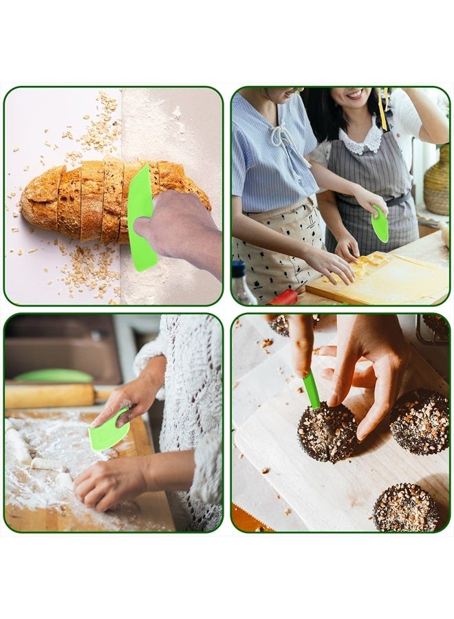SAVITA 5pcs 4.6x3.6" Dough Bowl Spatula, Dough Cutter Multi-Function Dough Scraper Food Scrappers Plastic Kitchen Bowl Scraper Tool for Pastry Cake Bread Pizza Baking (Green) - Image 3