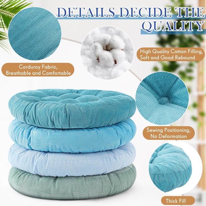 Jerify 4 Pcs Floor Pillow Cushions 22 x 22 Inch Round Square Large Meditation Floor Pillow for Classroom Adult Meditation Picnic Party Seating Learning Daycare School (Round,Cold Colors) - Image 3