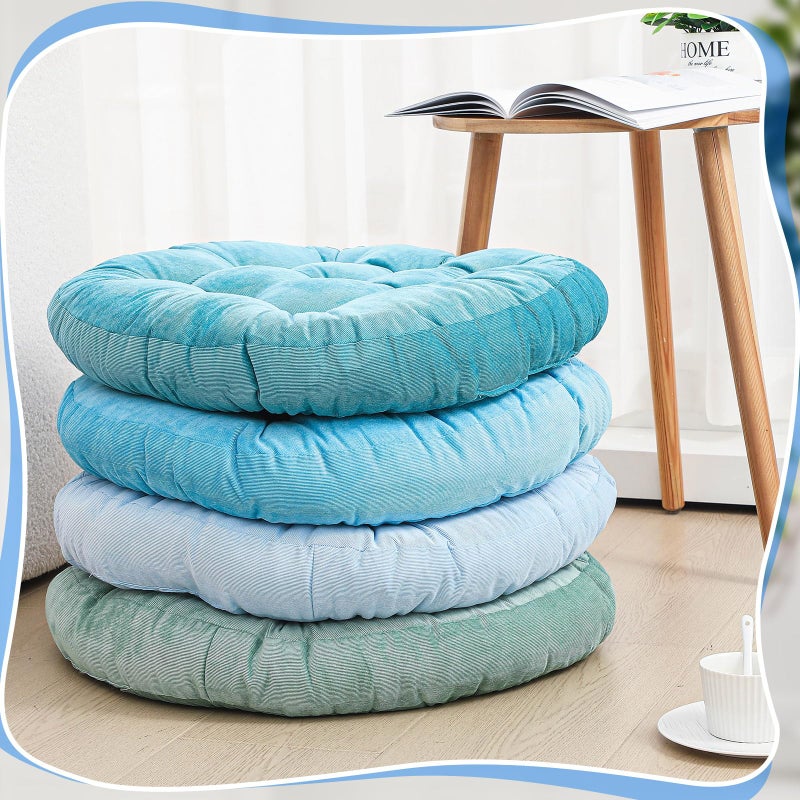 Jerify 4 Pcs Floor Pillow Cushions 22 x 22 Inch Round Square Large Meditation Floor Pillow for Classroom Adult Meditation Picnic Party Seating Learning Daycare School (Round,Cold Colors) - Image 5