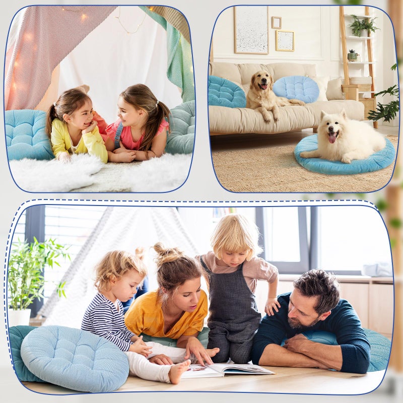 Jerify 4 Pcs Floor Pillow Cushions 22 x 22 Inch Round Square Large Meditation Floor Pillow for Classroom Adult Meditation Picnic Party Seating Learning Daycare School (Round,Cold Colors) - Image 4