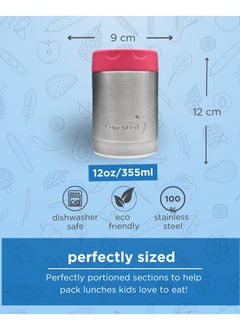 LunchBots Thermal Food Jar Stainless Steel Insulated Container With Vented Lid 350 ML, Pink  - Image 3