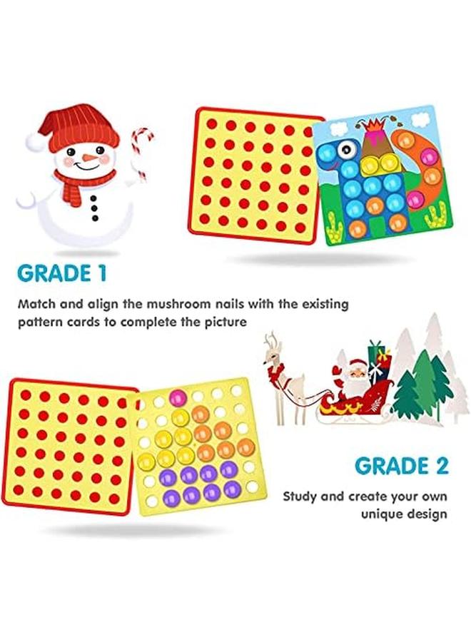 مومو بير لعبة ألواح الوتد للأطفال بعمر 2 بالإضافة إلى الأزرار الفنية ألعاب مونتيسوري التعليمية أحجية الصور المقطوعة الفنون والحرف اليدوية للأطفال الصغار مع أظافر الفطر للأطفال من عمر 2 3 4 سنوات 5060855834934 - Image 4