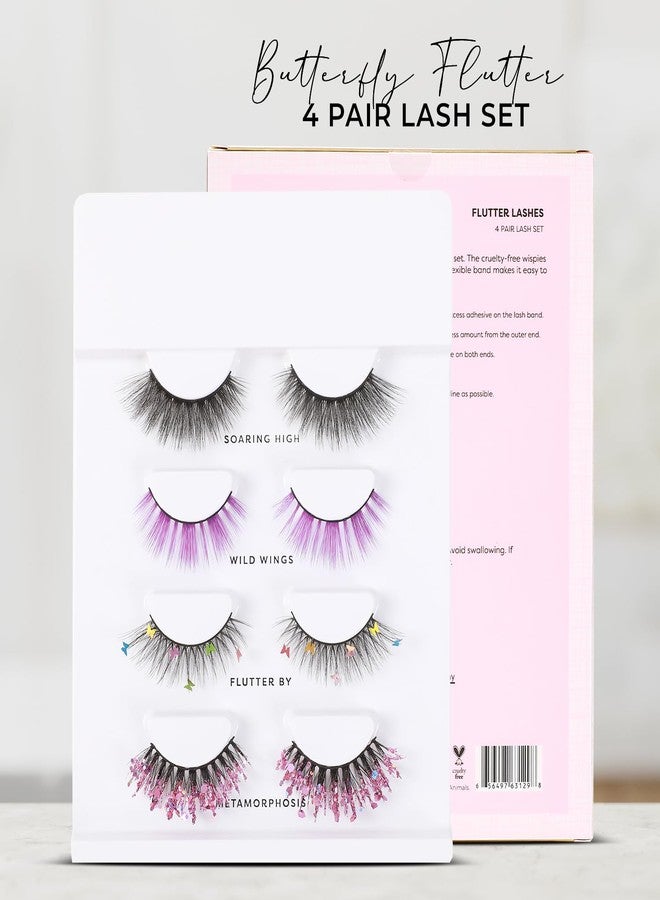 Profusion Cosmetics Empowered Butterfly Flutter Lashes 4 pair Lash Set for Classy and Beautiful Look, Professional Lightweight Faux Eyelashes to Achieve Natural Fluffy Cat Eye - Image 3