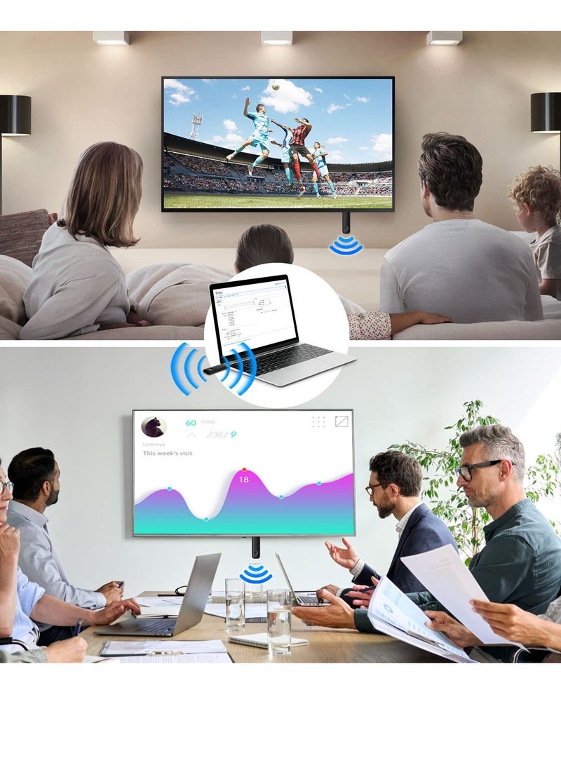 Wireless HDMI Transmitter and Receiver, HD Portable Wireless Presentation Facility HDMI Adapter, Plug & Play, Support 2.4/5GHz for Streaming Video Audio from Laptop, PC to Projector, Black - Image 3