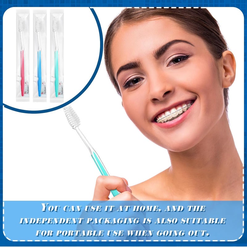 Maxcheck 300 Sets Disposable Toothbrushes Bulk with Toothpaste and Dental Floss Individually Wrapped Travel Toothbrush Set Homeless Supplies for Hotel Guest - Image 3
