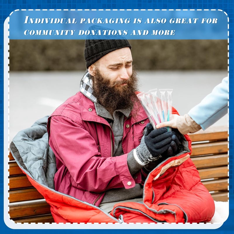 Maxcheck 300 Sets Disposable Toothbrushes Bulk with Toothpaste and Dental Floss Individually Wrapped Travel Toothbrush Set Homeless Supplies for Hotel Guest - Image 5