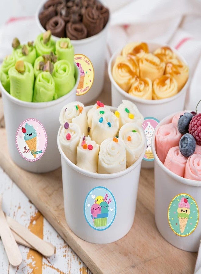 W1cwey Ice Cream Sticker Rolls - 1000pcs Cartoon Smile Face Ice Cream Waterproof Vinyl Reusable Laptop Stickers Coloring Book Scrapbook Water Bottle Page Activity Pad Birthday Party Favors Skateboard - Image 5