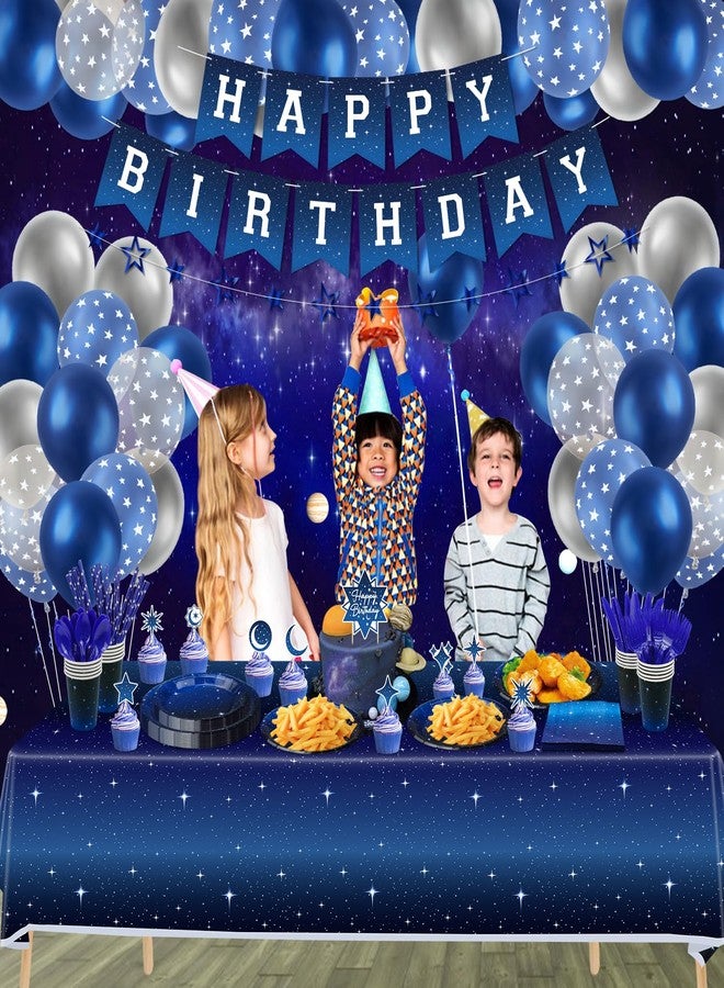 Inspireyee 221 Pack Space Galaxy Party Supplies Ramadan Decoration Starry Night Tableware Set Space Birthday Banner Star Garlands Outer Tablecloth Galaxy Planet Themed Birthday Party Decorations Serves 20 - Image 3