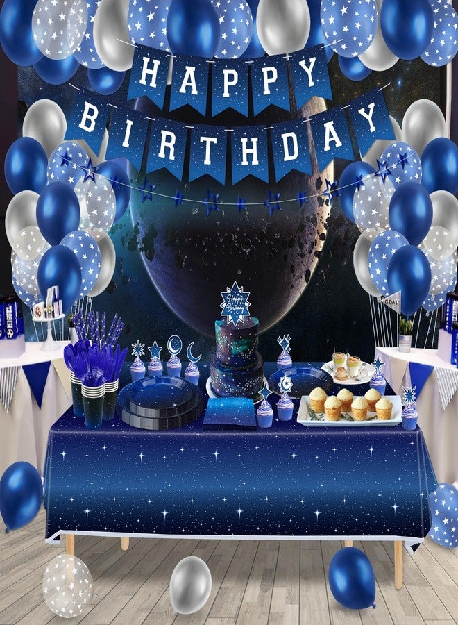 Inspireyee 221 Pack Space Galaxy Party Supplies Ramadan Decoration Starry Night Tableware Set Space Birthday Banner Star Garlands Outer Tablecloth Galaxy Planet Themed Birthday Party Decorations Serves 20 - Image 4