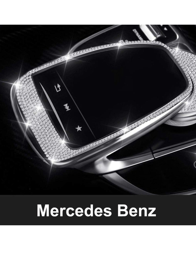 غطاء زر التحكم المتعدد الوسائط الكريستالي اللامع لشعار مرسيدس بنز C Class C300 E Class E300، ملصق زينة داخلية لامعة - Image 3