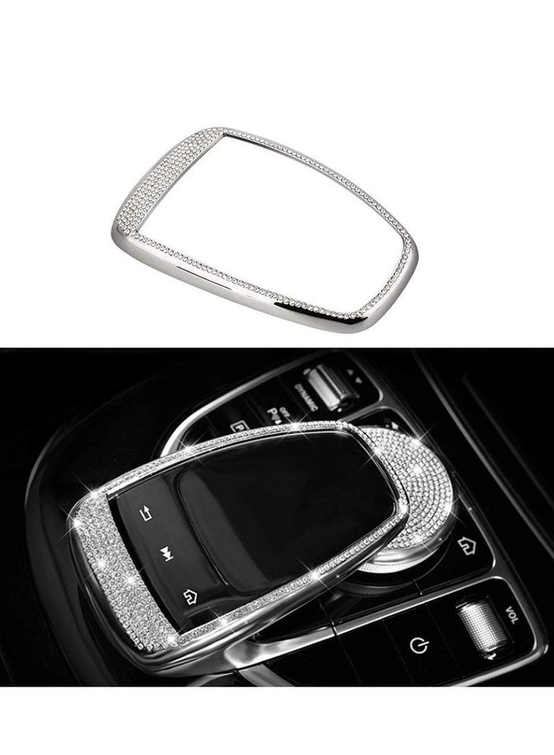 غطاء زر التحكم المتعدد الوسائط الكريستالي اللامع لشعار مرسيدس بنز C Class C300 E Class E300، ملصق زينة داخلية لامعة - Image 1