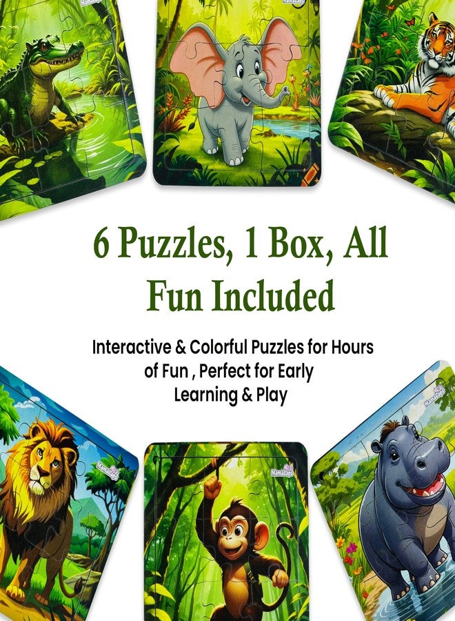 MamaLaps Animal Jigsaw Puzzle Set for Kids | 6-in-1 Cardboard Educational Puzzles | Jungle Theme Learning Games | Brain Booster Toys & Fun Activities for Boys & Girls Age 3-6 Years | Combo Pack - Image 2