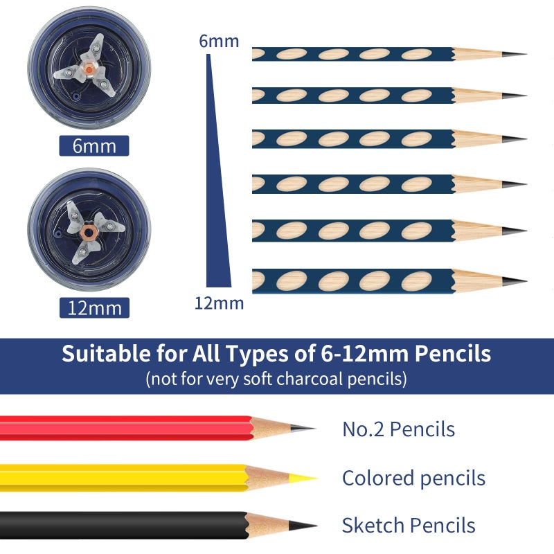AFMAT Electric Pencil Sharpener for Colored Pencils, Auto Stop, Fast Sharpen in 3s, Large Hole Pencil Sharpener Plug in for 6-12mm No.2/Jumbo Pencils PS91 - Image 5