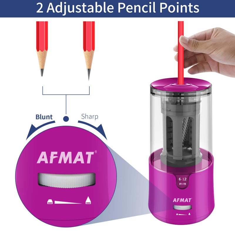 AFMAT Electric Pencil Sharpener for Colored Pencils, Auto Stop, Fast Sharpen in 3s, Large Hole Pencil Sharpener Plug in for 6-12mm No.2/Jumbo Pencils PS91 - Image 2