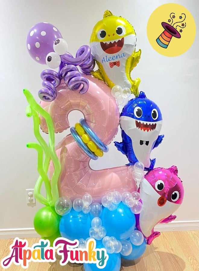 Atpata Funky Cute Baby Shark (Set of 3) Foil Balloons Baby Shark Party Supplies Balloons, Shark Family Balloons and Baby Shark Theme Foil Balloons, Shark Balloon for Kids Birthday Decorations - Image 3