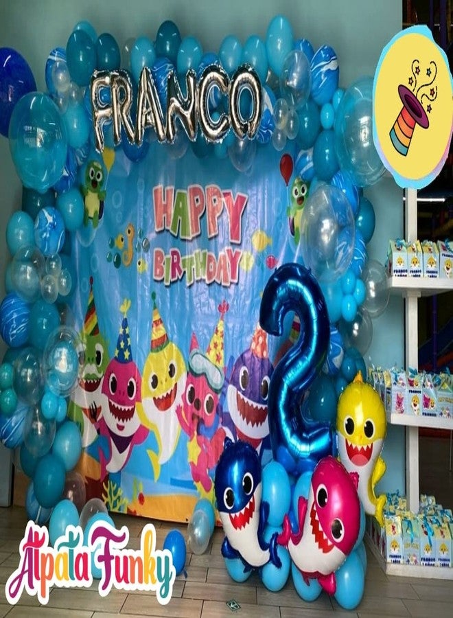 Atpata Funky Cute Baby Shark (Set of 3) Foil Balloons Baby Shark Party Supplies Balloons, Shark Family Balloons and Baby Shark Theme Foil Balloons, Shark Balloon for Kids Birthday Decorations - Image 5