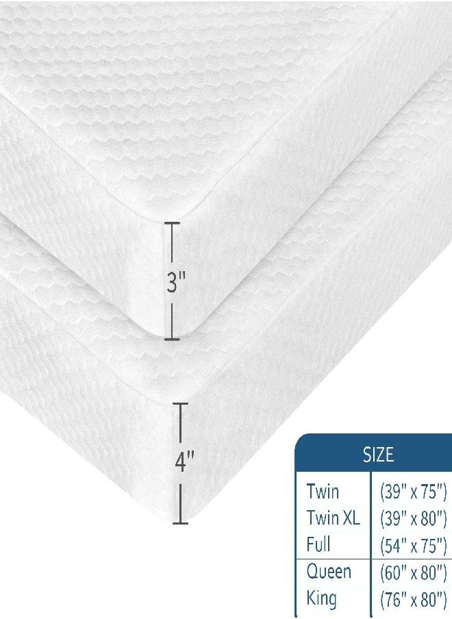 Moonsea Mattress Topper Cover (Cover Only) Twin Size, 3-4 Inch Zippered Cooling Bamboo Cover for Latex Mattress Topper, Removable Memory Foam Mattress Topper Cover with Straps 