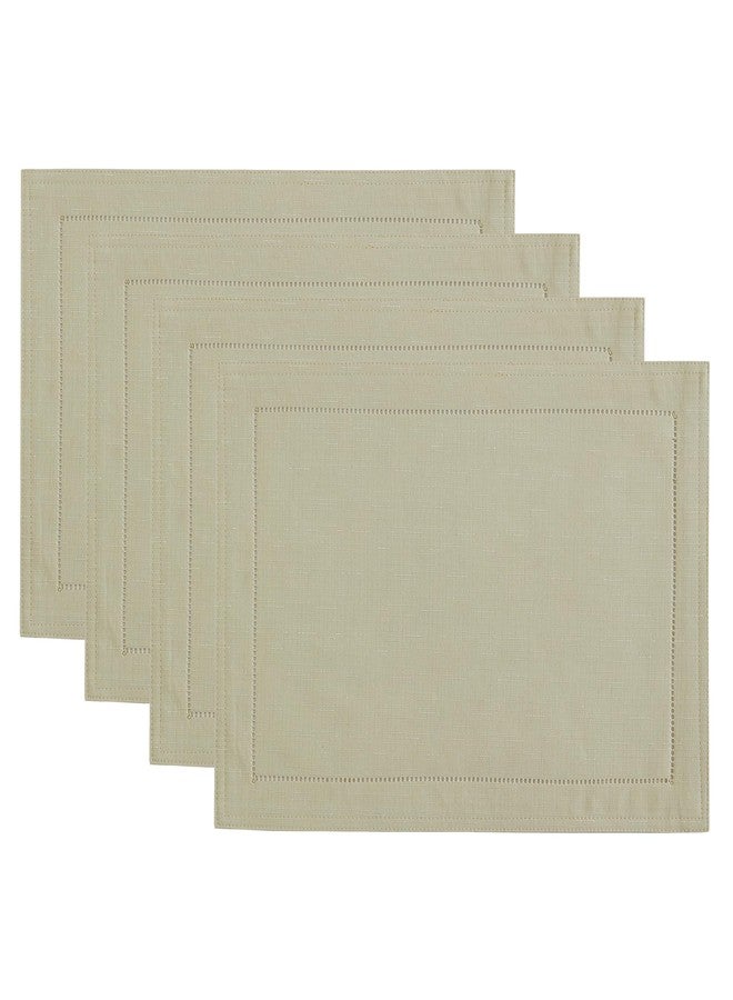 Elrene Home Fashions Alison Eyelet Border Designr Cloth Wrinkle Resistant Fabric Placemat, Set of 4, 13"x19", Fog - Image 1