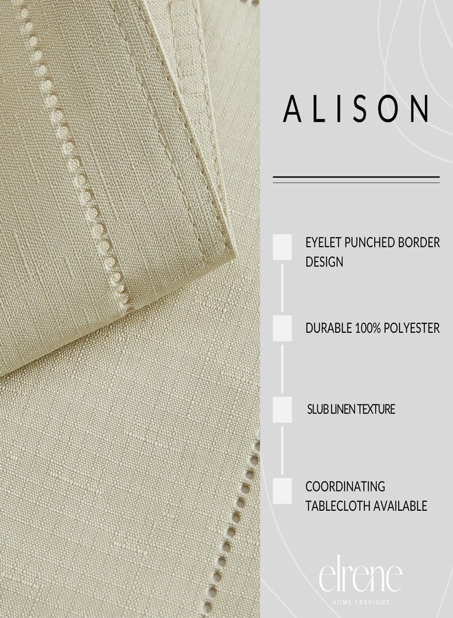 Elrene Home Fashions Alison Eyelet Border Designr Cloth Wrinkle Resistant Fabric Placemat, Set of 4, 13"x19", Fog - Image 3