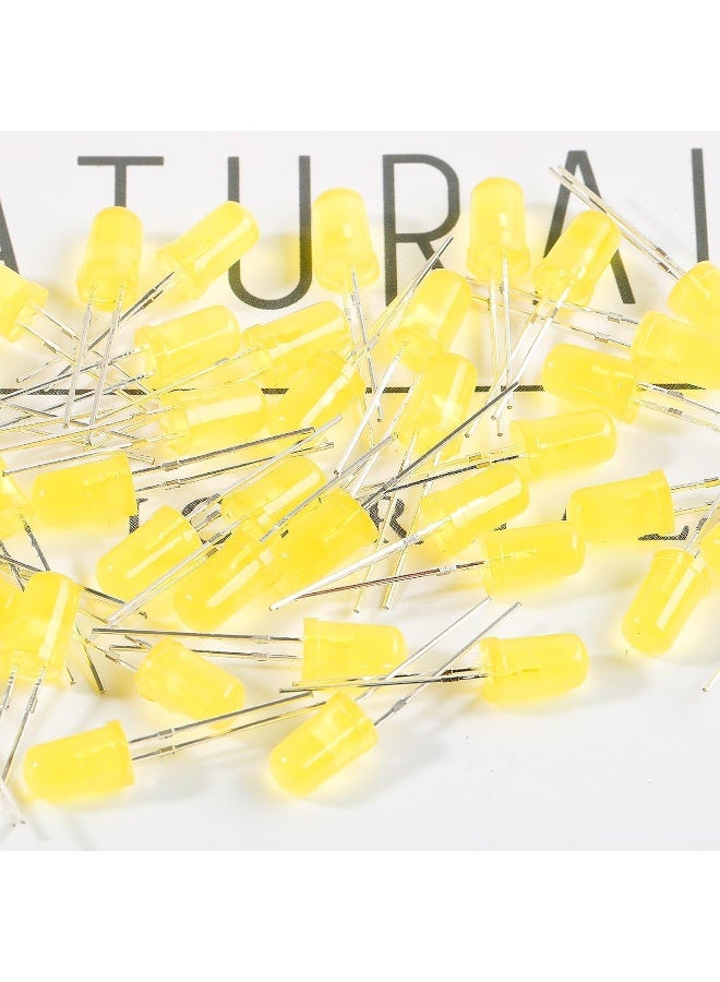melfi 100pcs 5mm LED Diode Lights – WL 520–525nm, IV 5000–6000 MCD, VF 3.2–3.4V – Bright LEDs for Science Experiments, DIY Projects, Indicators & Decorations (YELLOW) - Image 4
