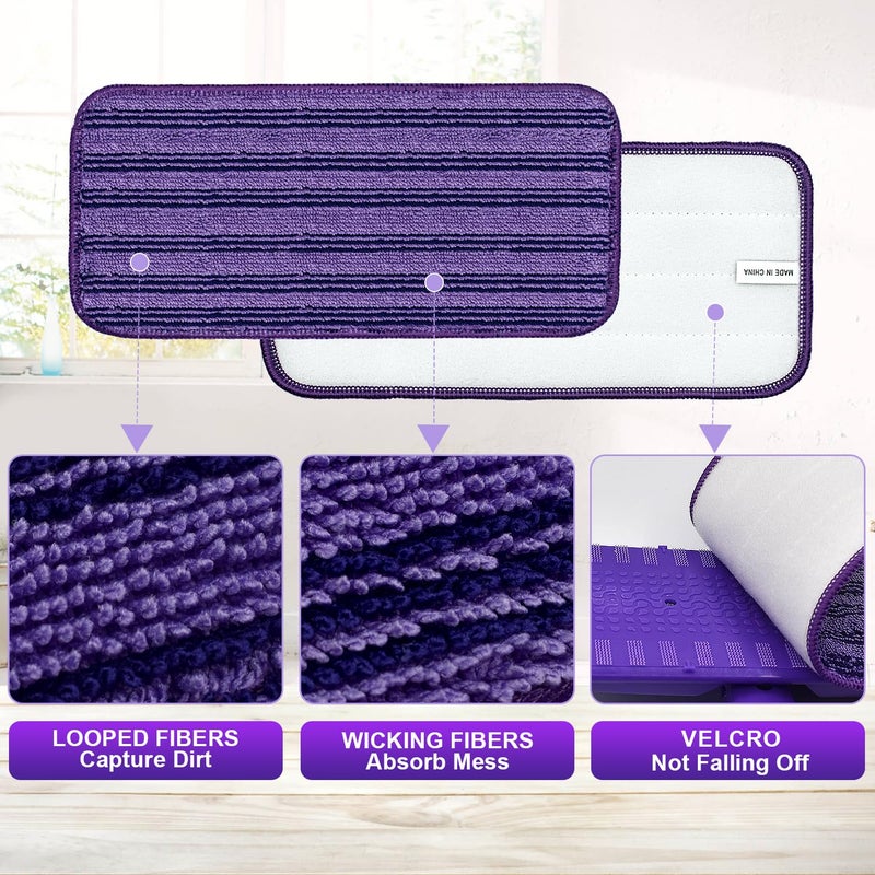 GFRED Updated & Innovative Cationic Mop Pads for Swiffer Wet Jet and Most Velcro 10" 11" 12" Spray Mops, Reusable Swiffer Wet Jet Mop Pads Replacement - Image 2
