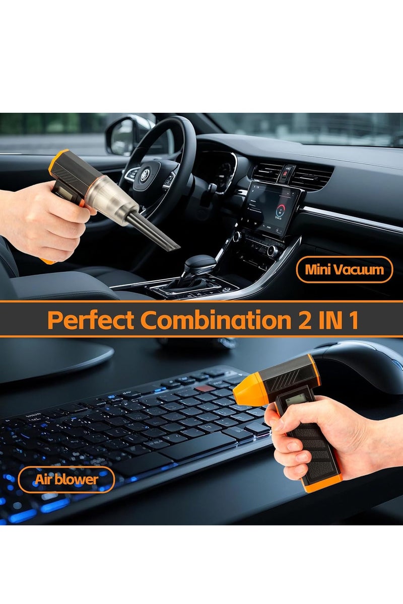 ايتي لايف منفضة هواء كهربائية - منفاخ هواء مضغوط لاسلكي قابل لإعادة الشحن، 130000 دورة في الدقيقة، منفاخ غبار قابل للتعديل بأربع سرعات مع ضوء LED، منفضة محمولة لتنظيف لوحة مفاتيح الكمبيوتر والسيارة والهواء الطلق - Image 2