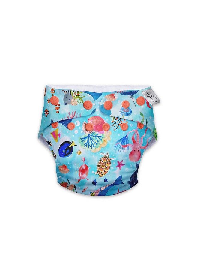 Superbottoms Uno Freesize Cloth Diaper ; Cloth Diaper For Babies 3M To 3Y ; Washable & Reusable Cloth Diaper ; Comes With Cloth Diaper Inserts ; 1 Organic Cotton Soaker + 1 Booster ; Save The Seas - Image 3