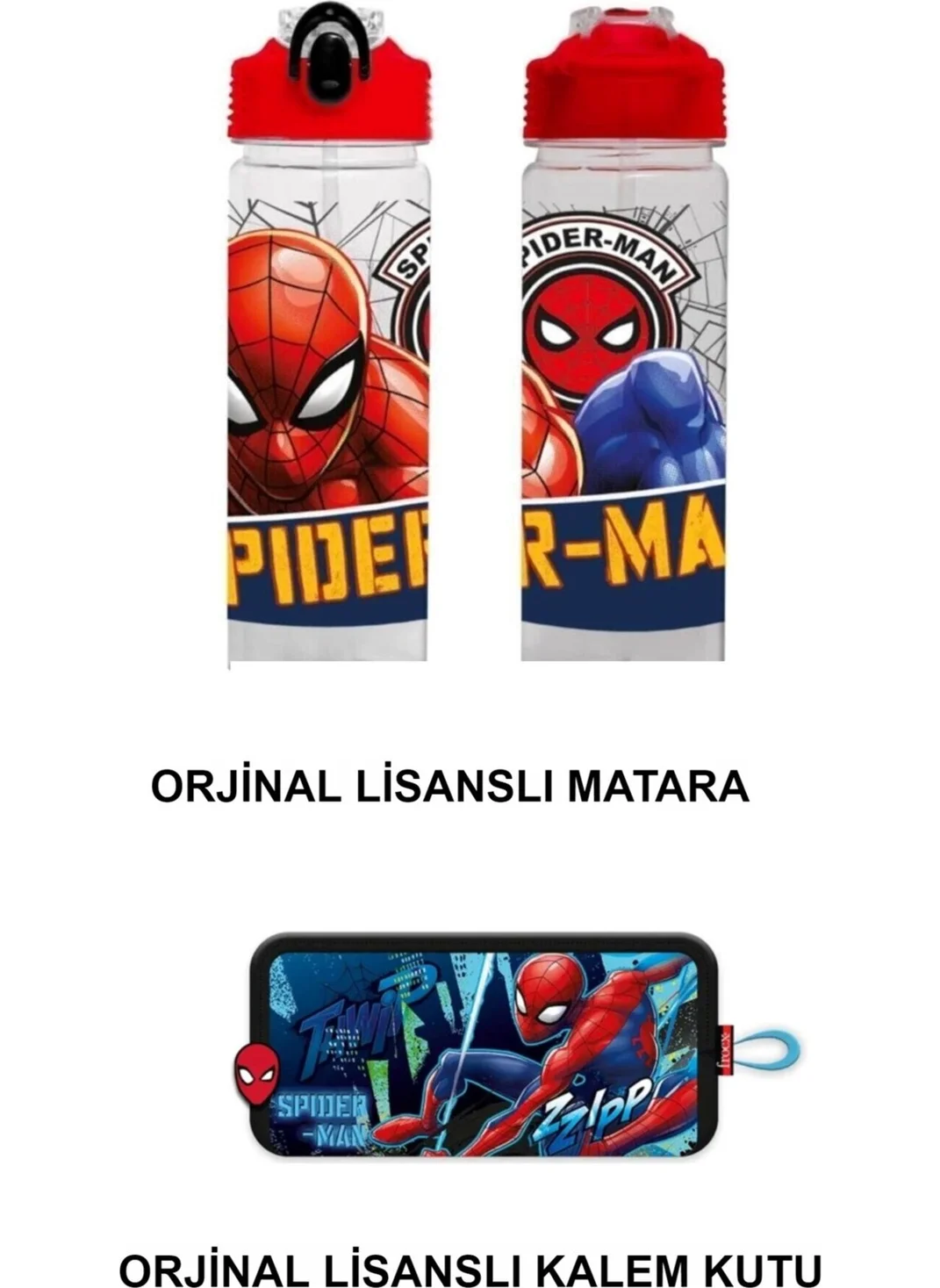 Genc Dijital Baski GENC DIGITAL PRINTING Spiderman Original Licensed Water Bottle and Pencil Case