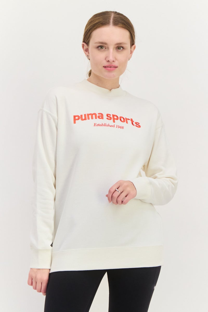PUMA ملابس رياضية نسائية بأكمام طويلة مناسبة، خارجي، لون أبيض فاتح - Image 1