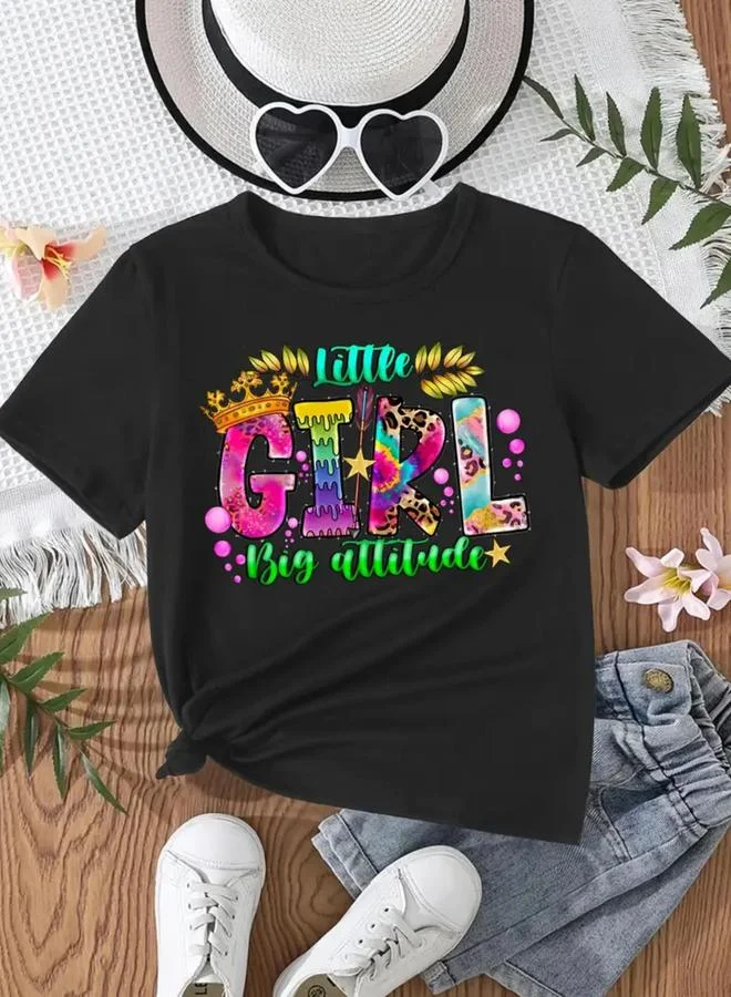 Take Two Take Two Girls Black Graphic Print T-Shirt