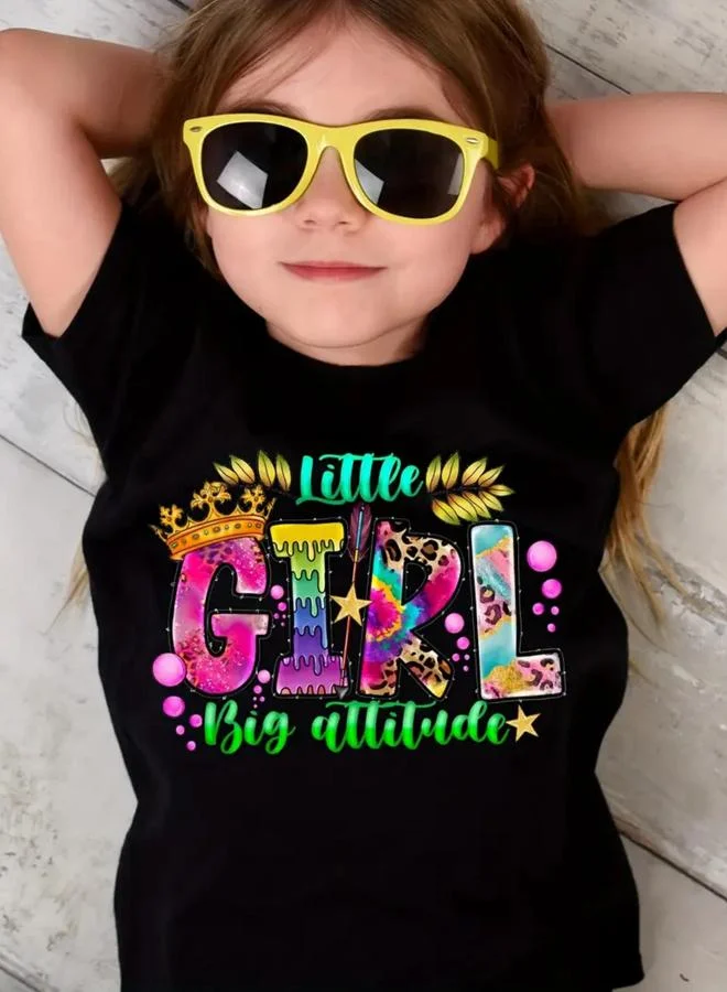 Take Two Take Two Girls Black Graphic Print T-Shirt