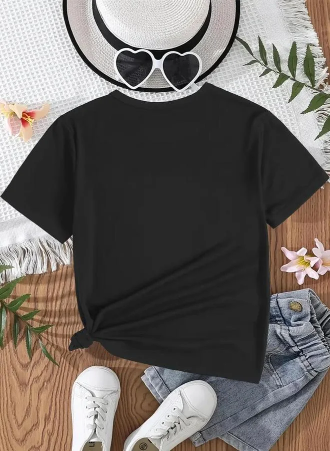 Take Two Take Two Girls Black Graphic Print T-Shirt