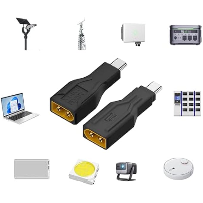 rayihni محول XT60 عالي الكفاءة إلى USB C للشحن السريع والإخراج العكسي للطائرات بدون طيار والقوارب للاستخدام في حالات الطوارئ أثناء السفر - Image 2