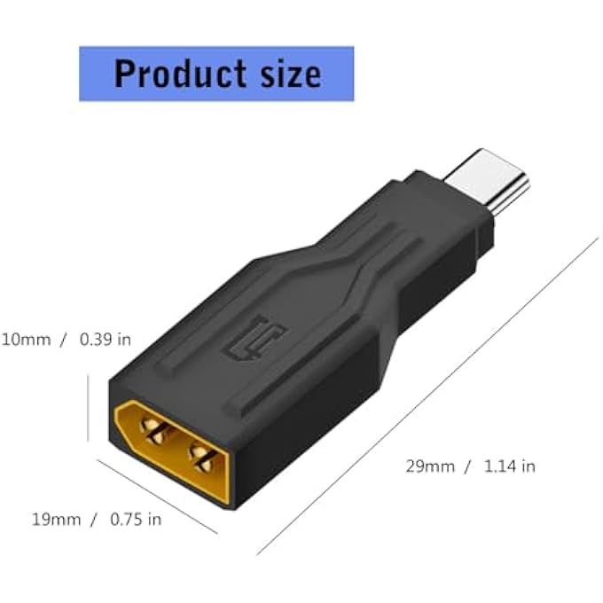rayihni محول XT60 عالي الكفاءة إلى USB C للشحن السريع والإخراج العكسي للطائرات بدون طيار والقوارب للاستخدام في حالات الطوارئ أثناء السفر - Image 3