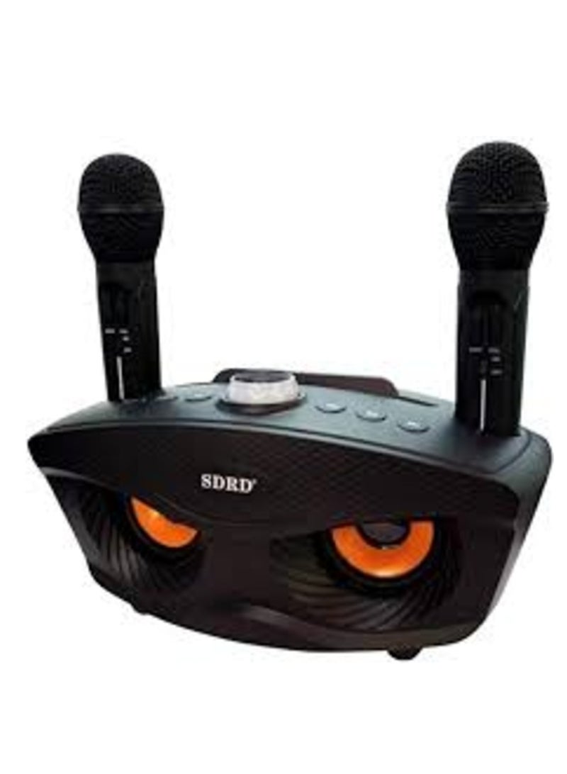 Wireless Bluetooth Speaker With 2-Piece Mic Black COLOR