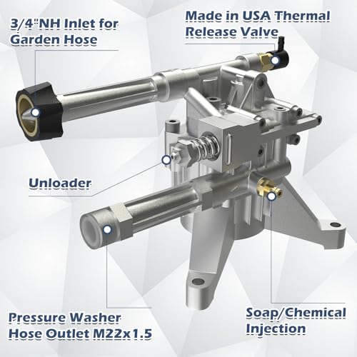 AgiiMan High Pressure Washer Pump Head - Replacement Water Gasoline Pump, 2940 Psi Troy Bilt SRMW22G26-EZ Oil Pump Accssories Fits KARCHER Craftsman, Front Facing Inlet Outlet - Image 3