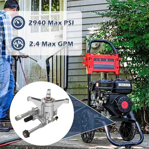 AgiiMan High Pressure Washer Pump Head - Replacement Water Gasoline Pump, 2940 Psi Troy Bilt SRMW22G26-EZ Oil Pump Accssories Fits KARCHER Craftsman, Front Facing Inlet Outlet - Image 2