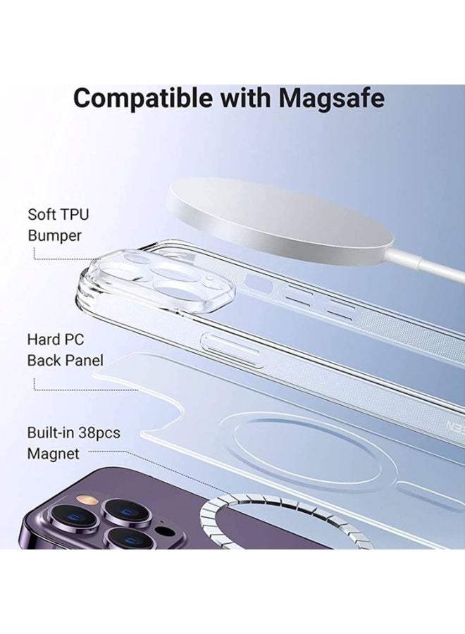 MaxGuard MG-C016-CL Magnetic Clear Case for iPhone 14 Pro | Slim Protective Back Cover | Shockproof Transparent Case | Wireless Charging Compatible | Clear - Image 3