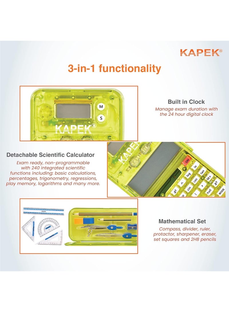 مجموعة أدوات الرياضيات والآلة الحاسبة العلمي والتي تضم آلة حاسبة وأدوات هندسية، هي مجموعة الأدوات المكتبية المثالية للمرحلة الثانوية - Image 2