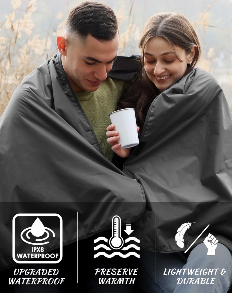 DUKUSEEK Hooded Stadium Blanket, Waterproof Windproof Outdoor Fleece Blanket - Large (79x56), Portable, Wearable, Warm for Outdoor Camping, Picnic, Stadium, Sports, Beach, Concerts, Car, Dogsâ€¦ - Image 2